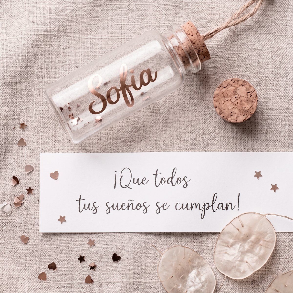 Texto de mensaje y botella personalizada Texto en mensaje y botella personalizada